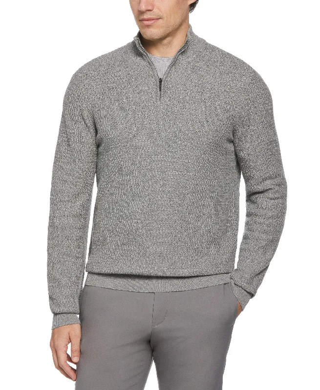 Today's Special Ribbed Mock Neck Quarter Zip Sweater