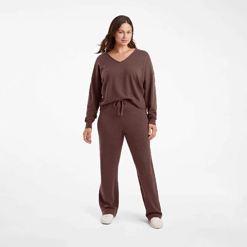 Weekend Bargains to Love Luxe Knit Wide Leg Pant | Coffee