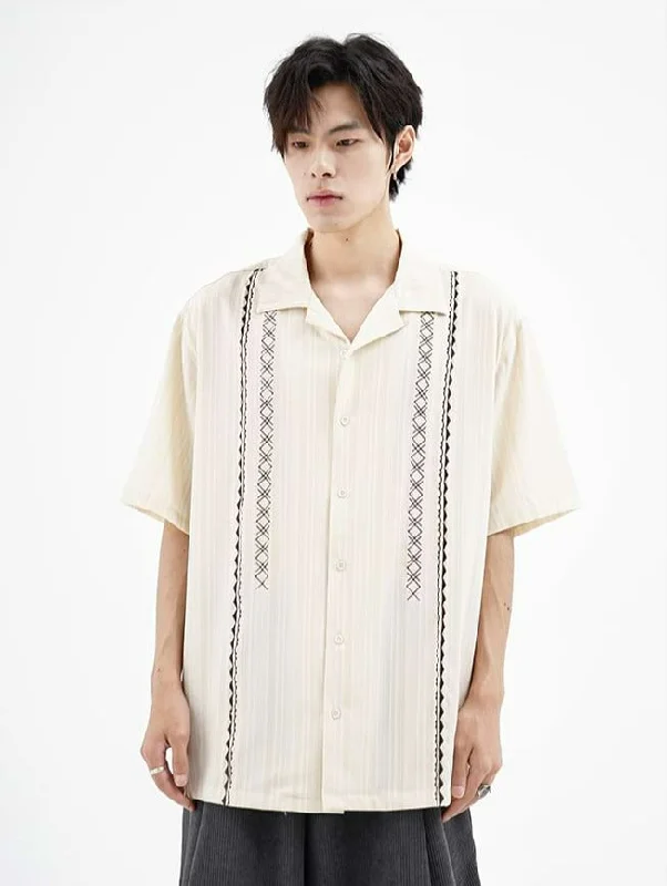 Best Seller Stripe Aztec Pattern Button Shirt