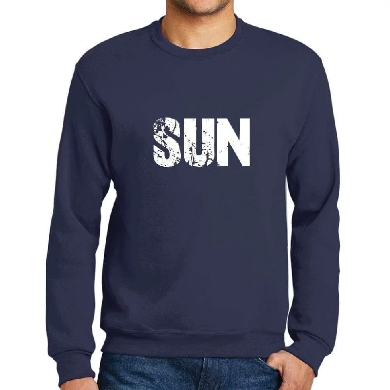 Deep Discounts Men's Printed Graphic Sweatshirt Popular Words SUN French Navy