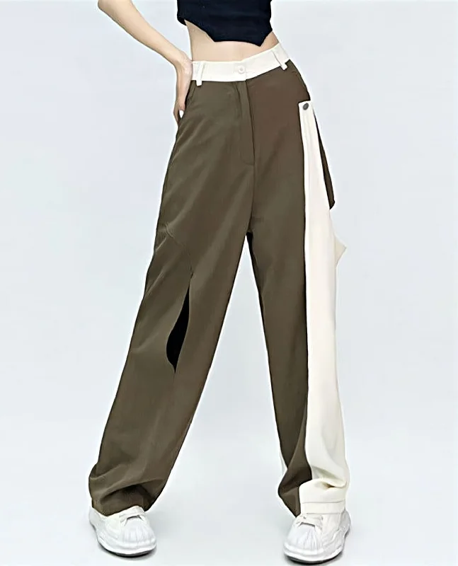 Weekend Offers That Impress Color Block Wide Leg Pants with Side Cutouts