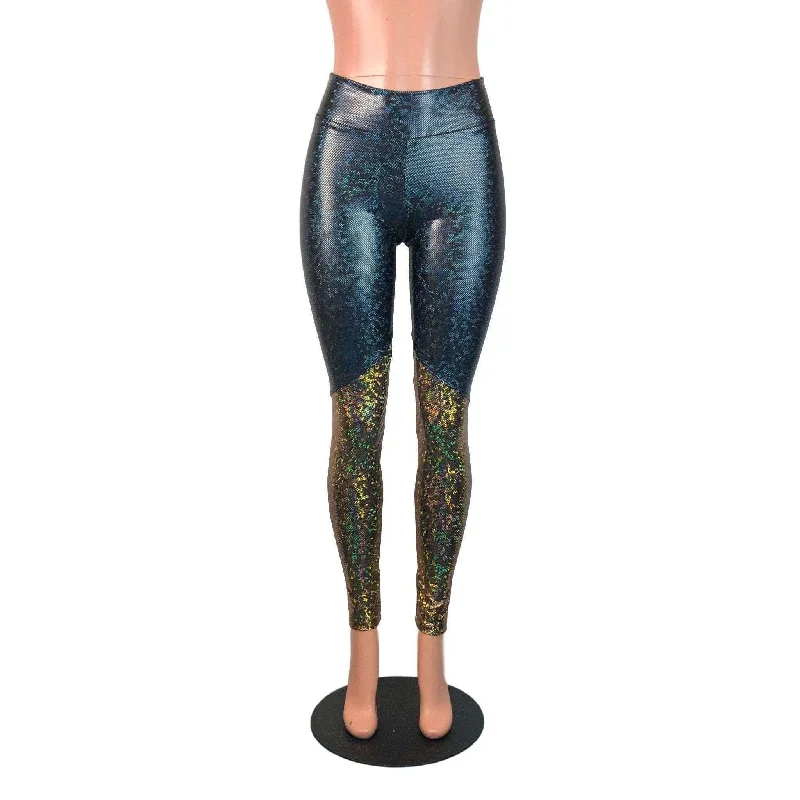 Weekend Offers That Amaze Black & Gold Shattered Glass Holographic *Mid-Rise* Leggings Pants
