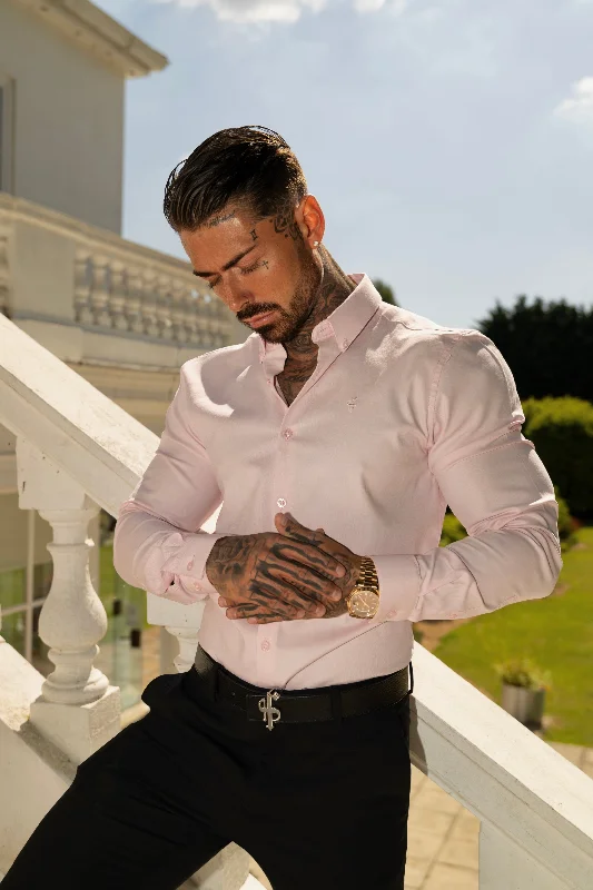 Massive Deals Father Sons Classic Stretch Oxford Long Sleeve Pink - FS1016