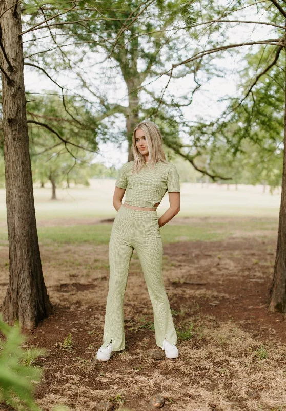 Time-Sensitive Lime Gingham Set Pants