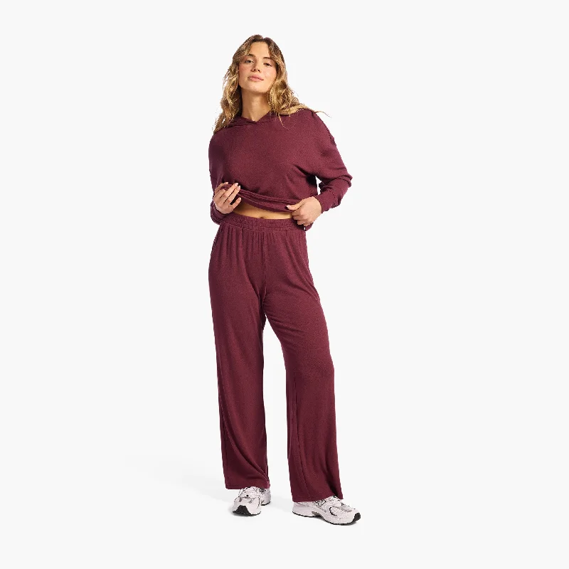 Crazy Deal Slinky Rib Wide Leg Pant | Merlot
