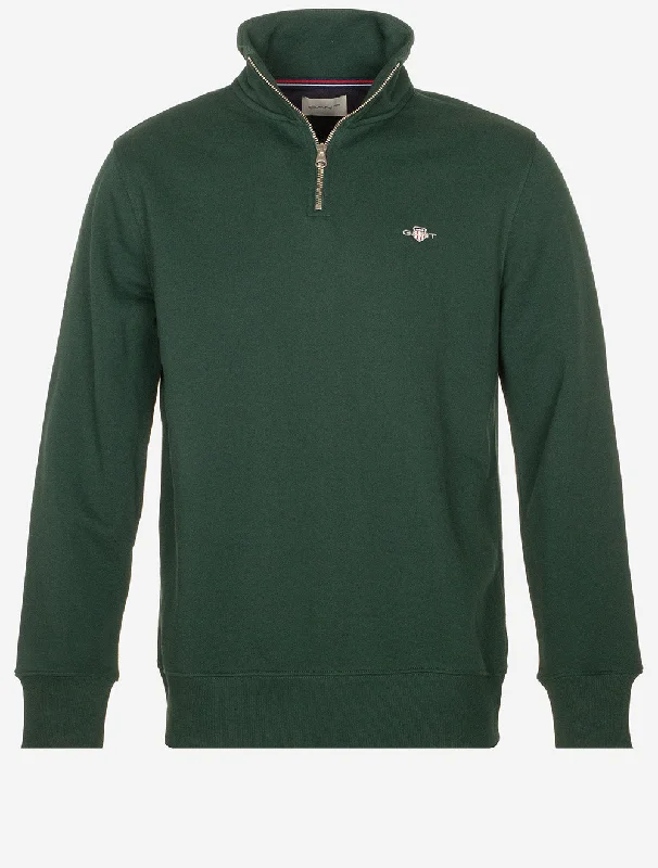 Weekend Deals That Thrill Sweatshirt mit halbem Reißverschluss und Schild in regulärer Passform, Schottenkaro-Grün