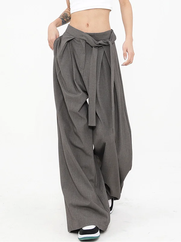 Weekend Savings Galore Tied Pleated Full Length Modern Wide Leg Dress Pants