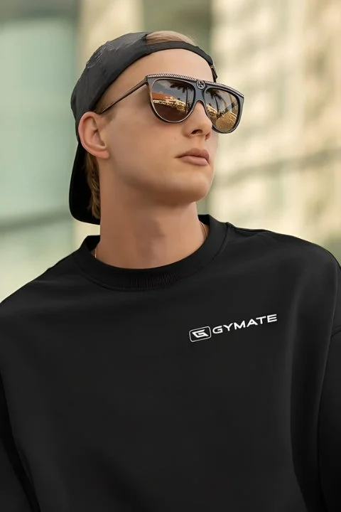 Online Exclusive Mens Sports Sweatshirt Essentials Range Black [Chest white logo]