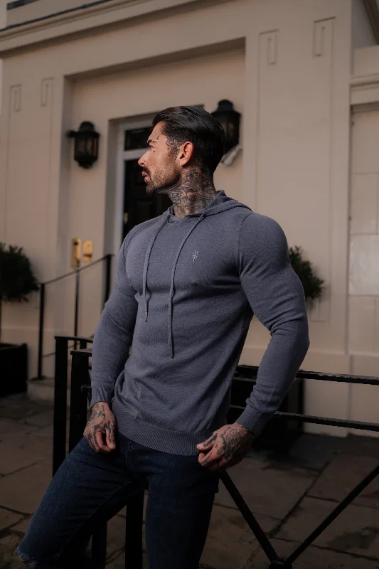 Discount Mania Father Sons Gunmetal Knitted Overhead Hoodie - FSN114