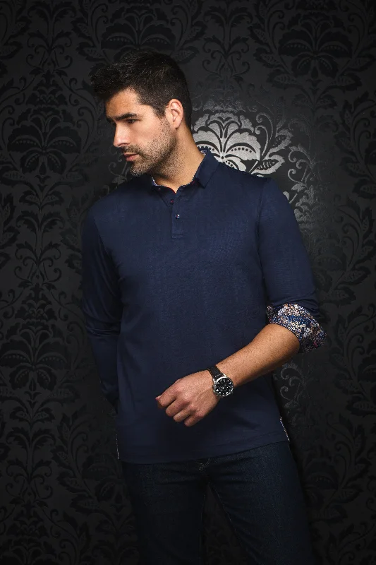 Make Your Weekend Count with Savings Au Noir Stretch Long-Sleeve Polos | Chelsea Navy
