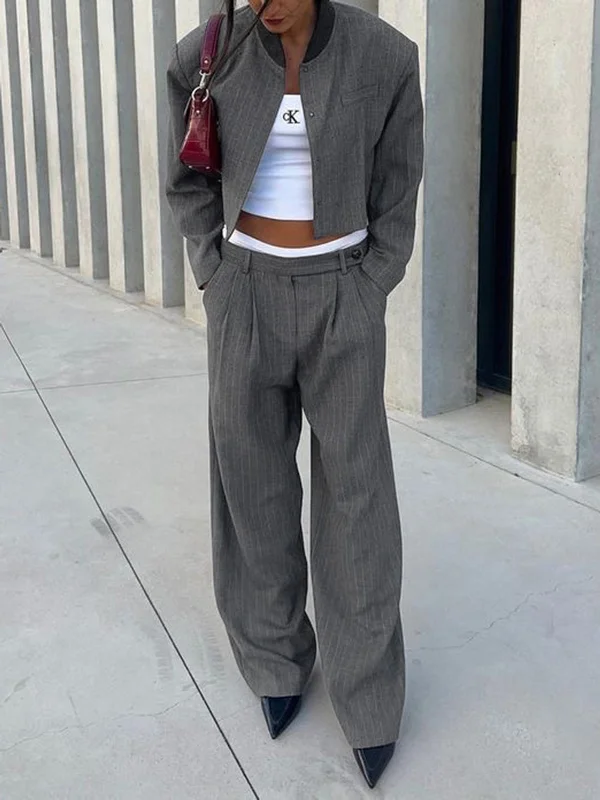 Weekend Deals to Make You Smile Tailored Pinstripe Graceful Wide Leg Pants