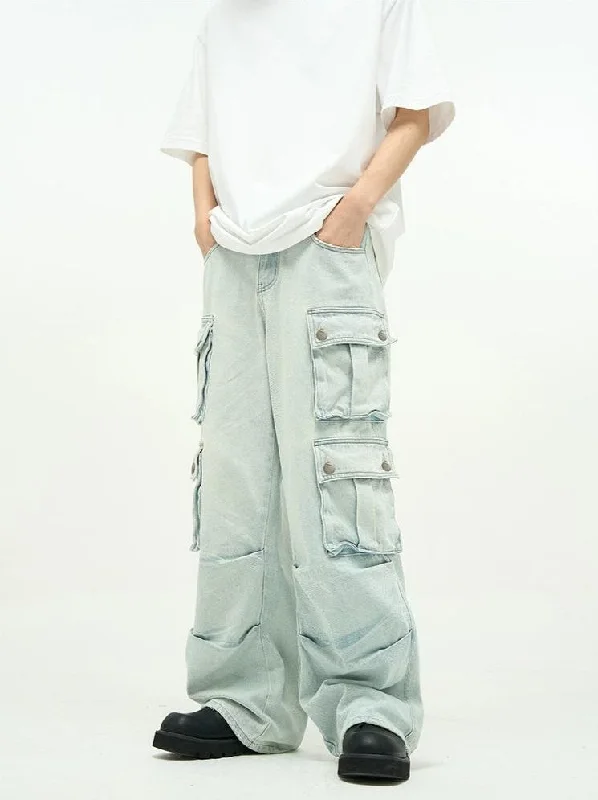 Weekend Specials to Relish Faded Multi Pocket Denim Pants