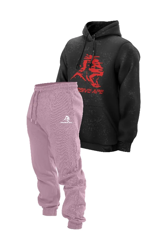 Take Advantage XAPE Glitch Acid Wash Hoodie & Supreme Joggers Combo - Black/Pink
