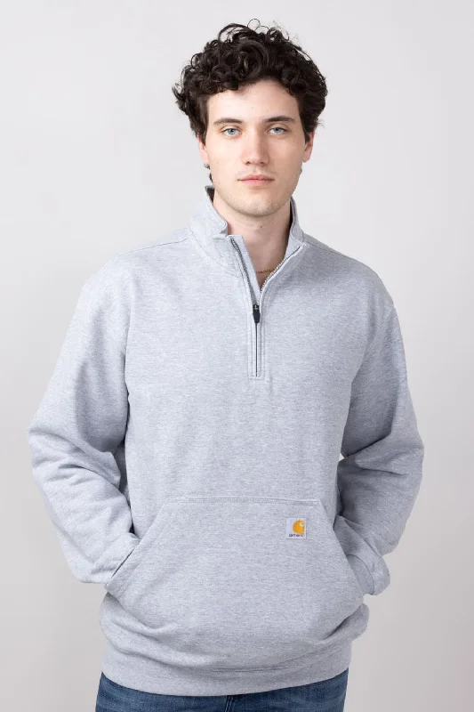 Price Slash Carhartt Midweight Quarter Zip Sweatshirt for Men in Heather Grey | 105294-HGY-GREY Price Slash Carhartt Midweight Quarter Zip Sweatshirt for Men in Heather Grey | 105294-HGY-GREY
