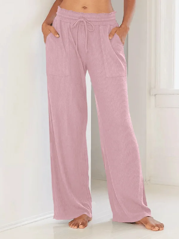 Exclusive Weekend Offers Inside Women Daily Casual Elastic Waist Pocket Loose Wide Leg Pants Exclusive Weekend Offers Inside Women Daily Casual Elastic Waist Pocket Loose Wide Leg Pants
