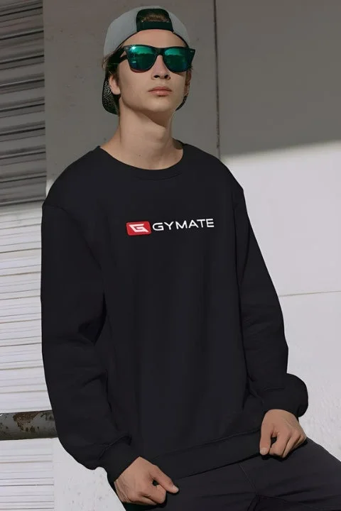 Value Deals Mens Athletic Essentials Sports Sweatshirt Black [Ctr red & white logo]