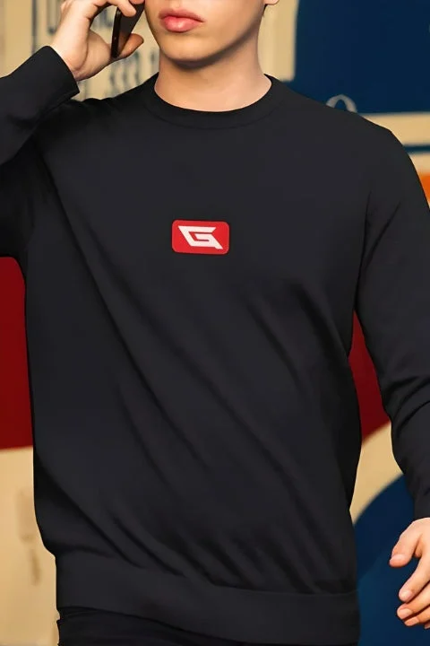 Seasonal Sale Designer Sweatshirts for Men Gymate Red logo Black [Ctr]