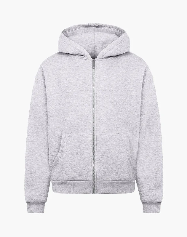 Weekend Bargains to Enjoy BASIC ZIP-HOODIE (GREY MELANGE)