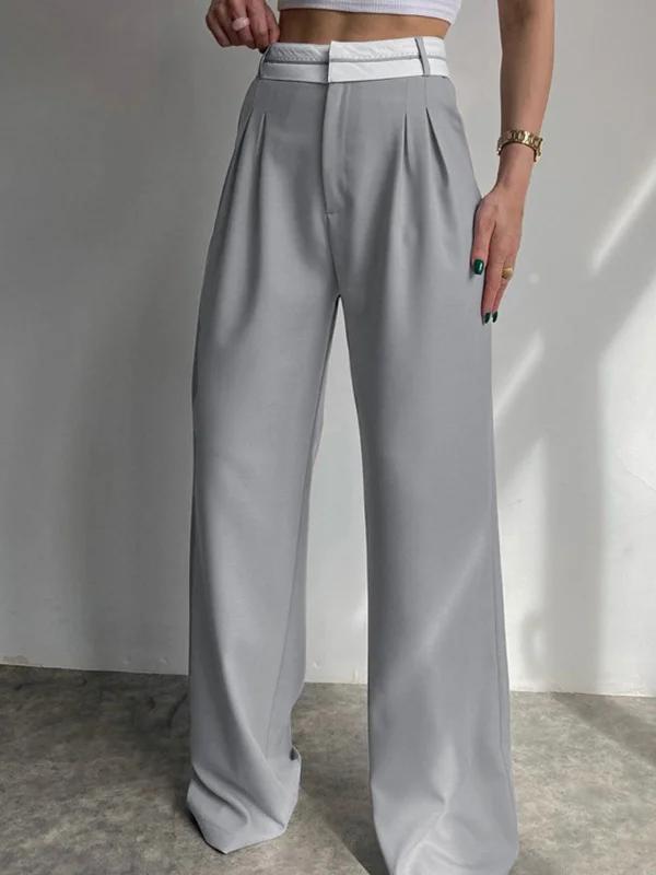 Year-End Clearance Highway Reverse Waistband Trendy Wide Leg Dress Pants