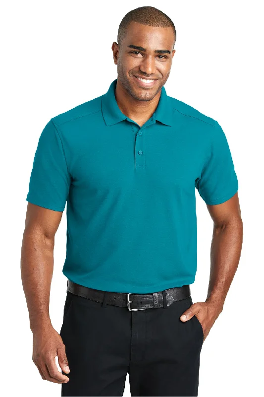 Super Sale Port Authority Mens EZPerformance Moisture Wicking Short Sleeve Polo Shirt - Teal Green