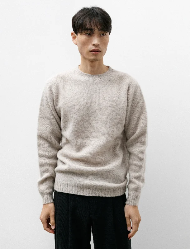 Act Now Birnir Brushed Lambswool Sweater Oatmeal