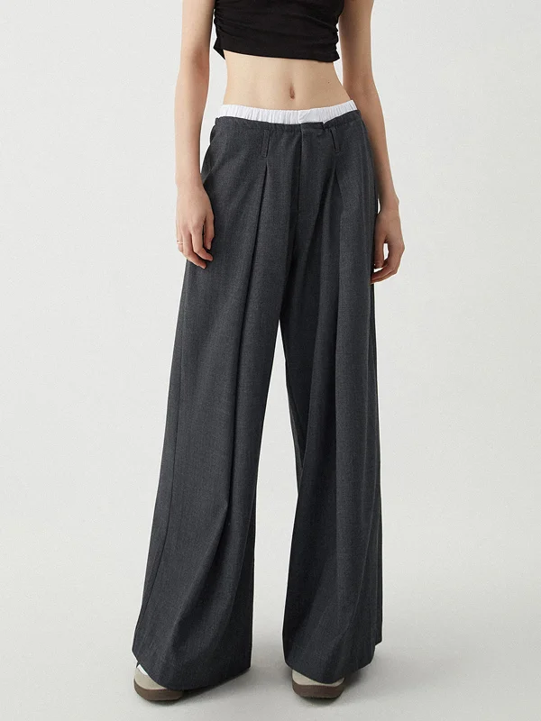 Weekend Deals That Sparkle Loose Contrast Binding Trendy Wide Leg Pants