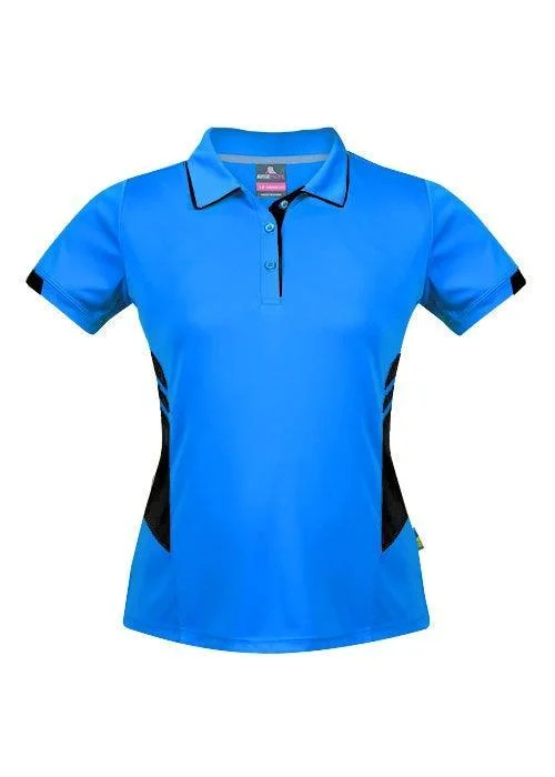 Quick Deals Ladies Tasman Polo Cyan/Black