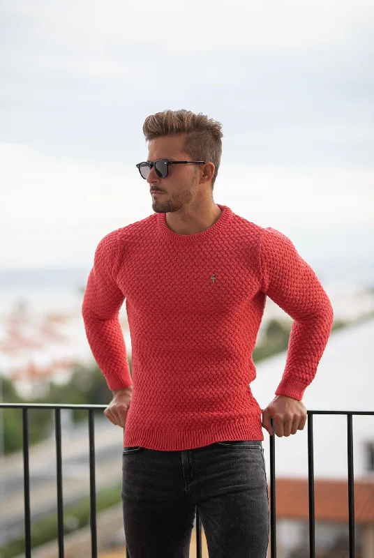The Best Prices Father Sons Coral Knitted Weave Super Slim Jumper With Metal Decal - FSJ021