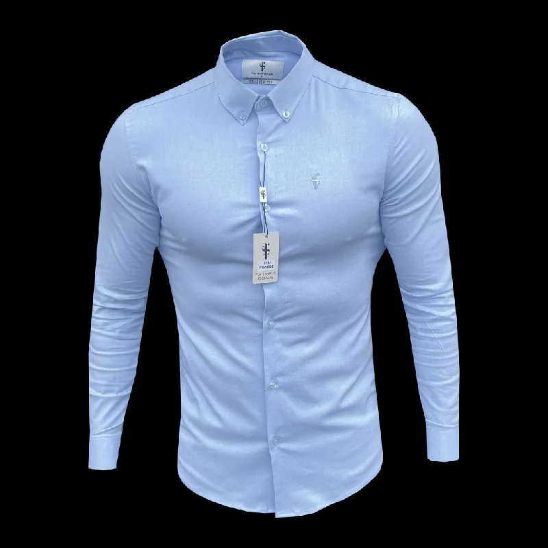 Major Savings Father Sons Classic Stretch Oxford Long Sleeve Light Blue - FS1006