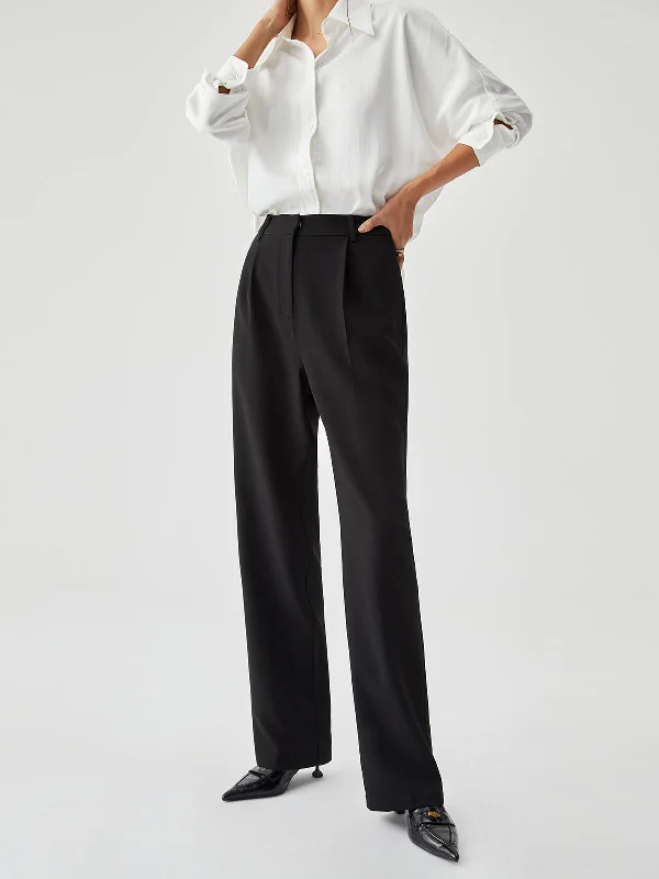 Special Discount Straight Leg Graceful Pleated Cropped Pants