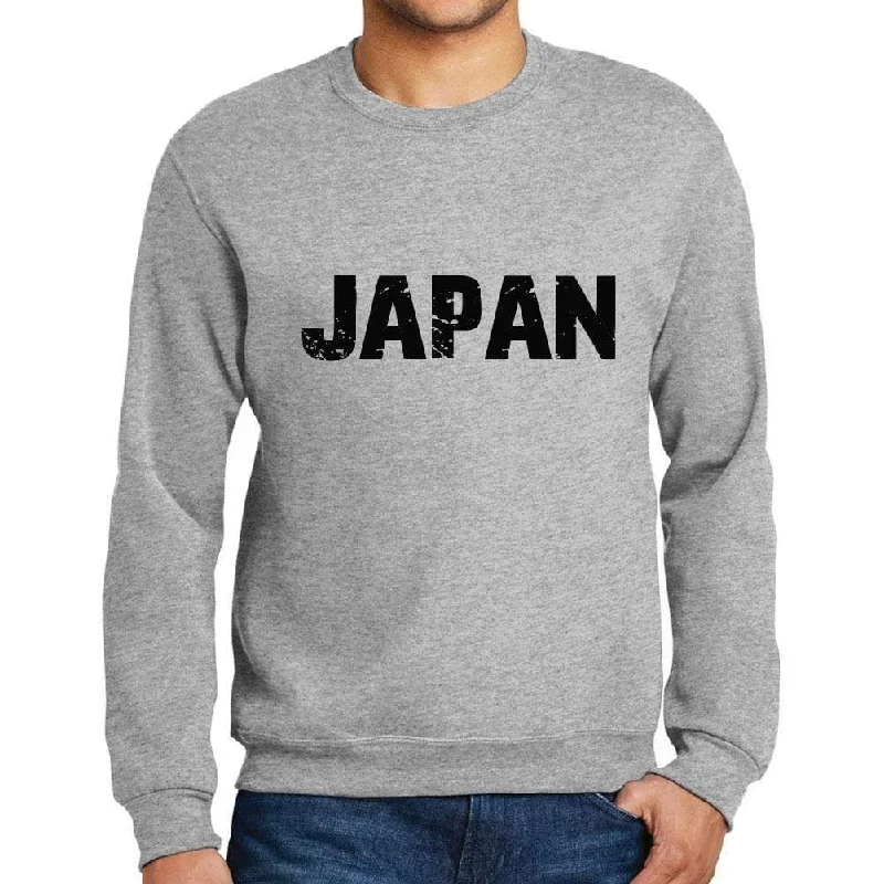 Reduced Rates Men's Printed Graphic Sweatshirt Popular Words JAPAN Grey Marl