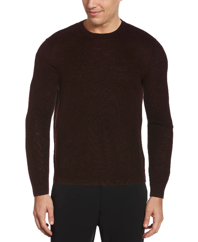Value Deals Textured Merino Wool Blend Crew Neck Sweater