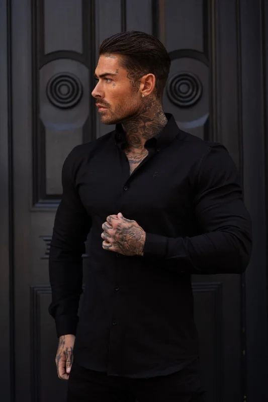 Low Prices Father Sons Classic Stretch Oxford Long Sleeve Black - FS1012