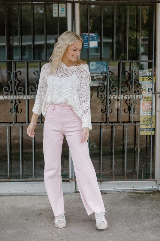 Weekend Discounts to Enjoy Strawberry Pink Wide Leg Jeans