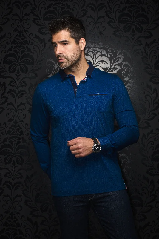 Stock Clearance Au Noir Stretch Long-Sleeve Polos | Verner Indigo