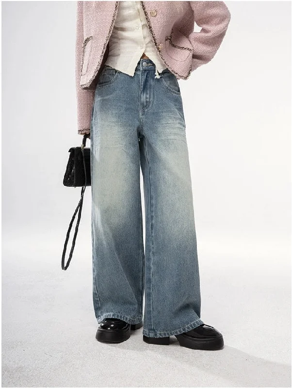 Year-End Sale Straight Leg Faded Wash Minimal Jeans