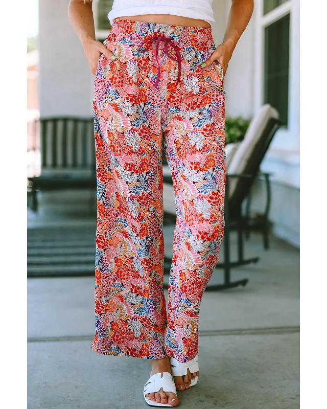 Weekend Savings Sensation Azura Exchange Print Drawstring Smocked High Waist Pants - XL Weekend Savings Sensation Azura Exchange Print Drawstring Smocked High Waist Pants - XL