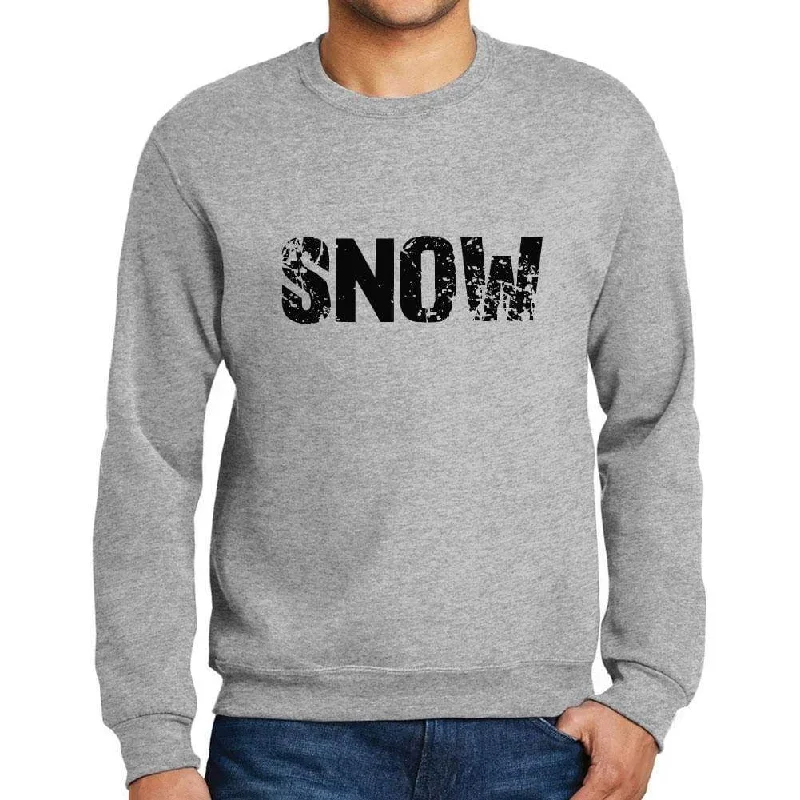 Referral Discount Men's Printed Graphic Sweatshirt Popular Words SNOW Grey Marl