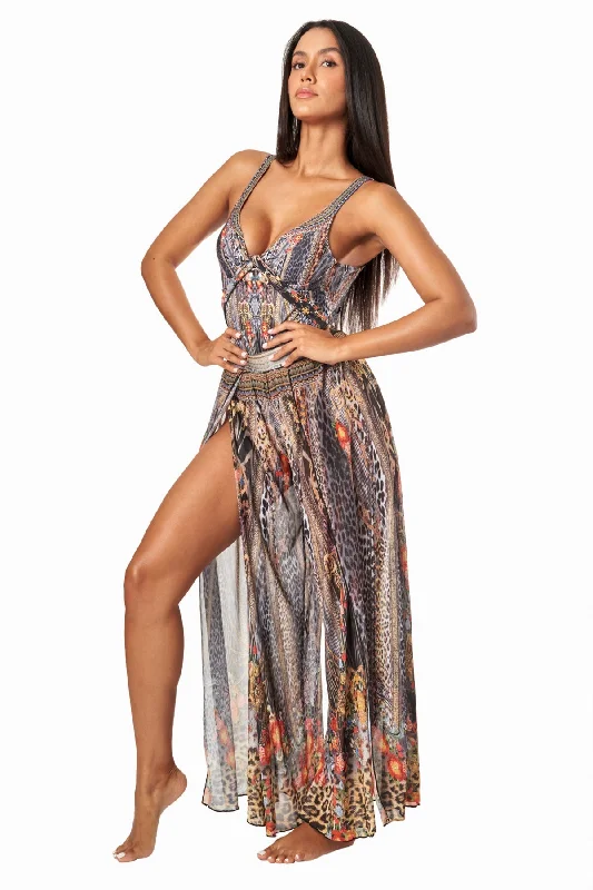 Weekend Offers That Excite Eclectic Jungle Split Leg Pant Cover Up