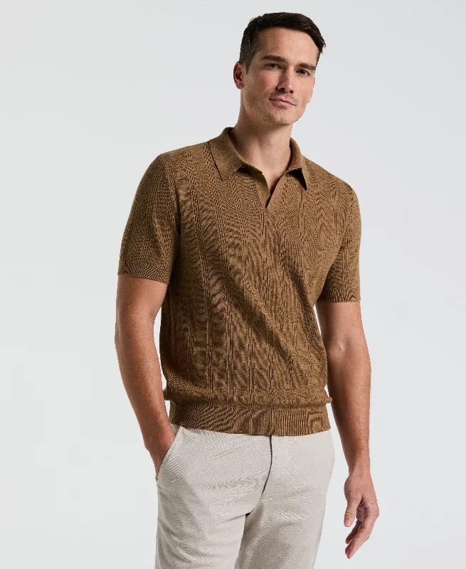 Flash Sale Mesh Stripe Sweater Polo