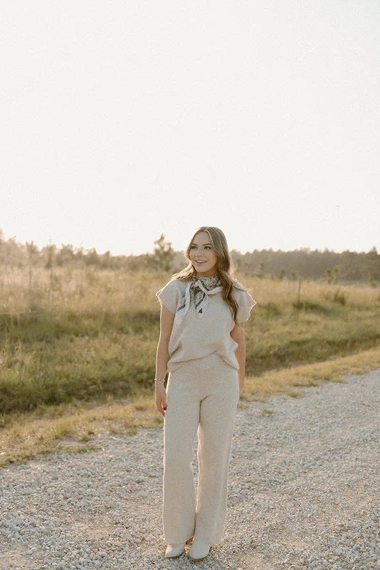 Low Price Oatmeal Knit Set Pants