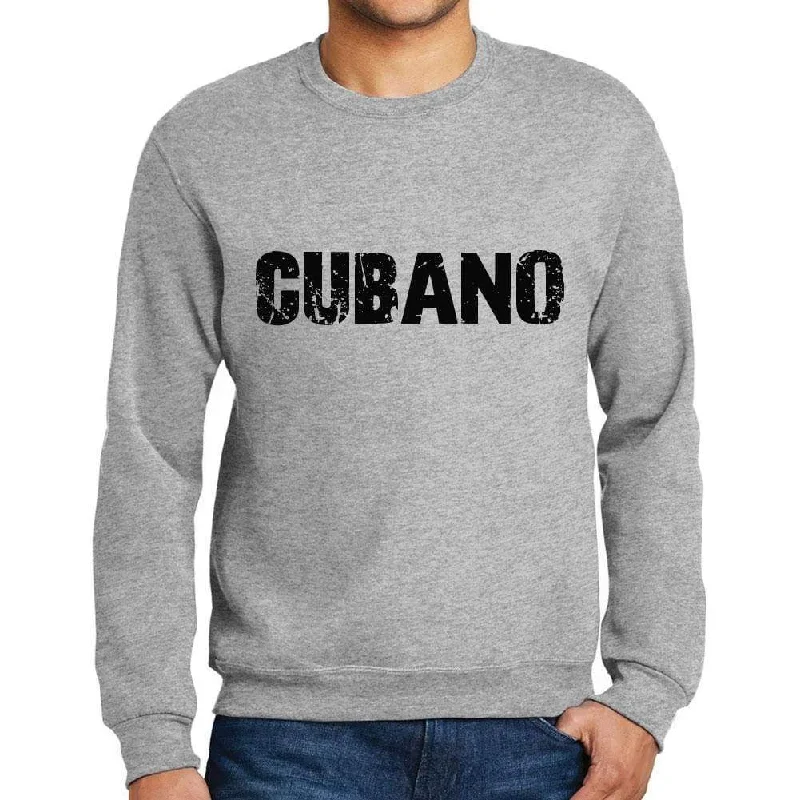 Weekend Deal Men's Printed Graphic Sweatshirt Popular Words CUBANO Grey Marl
