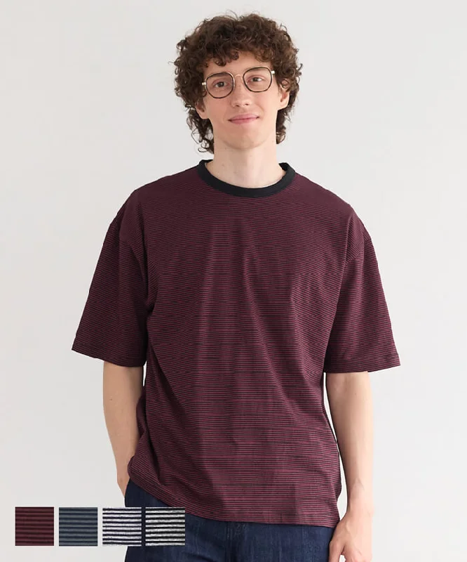 Special Price Tシャツ メンズ カットソー ボーダー オーバーサイズ クルーネック リブ 半袖 コットン ミディアム丈 カジュアル メール便不可 24ss coca コカ