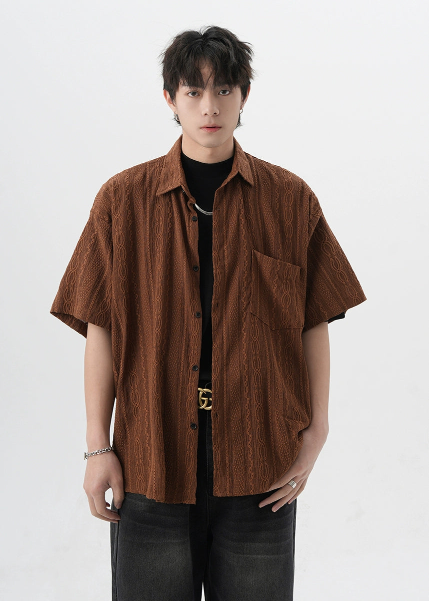 Bargain Prices Textured Cable Knit Button-Up Shirt