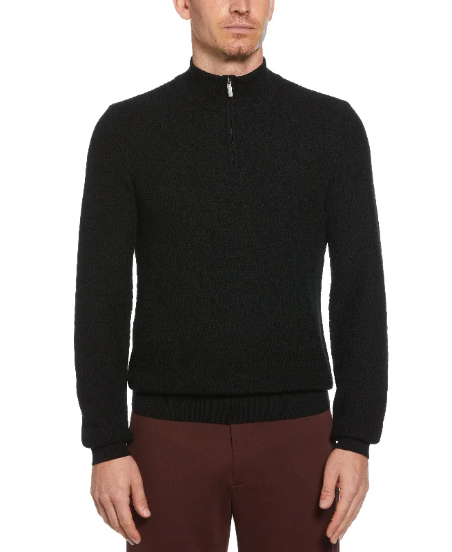 Price Drop Ribbed Mock Neck Quarter Zip Sweater