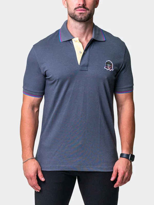 Special Discount Maceoo Stretch Short-Sleeve Polos | Polo Mozart Two Tip Grey