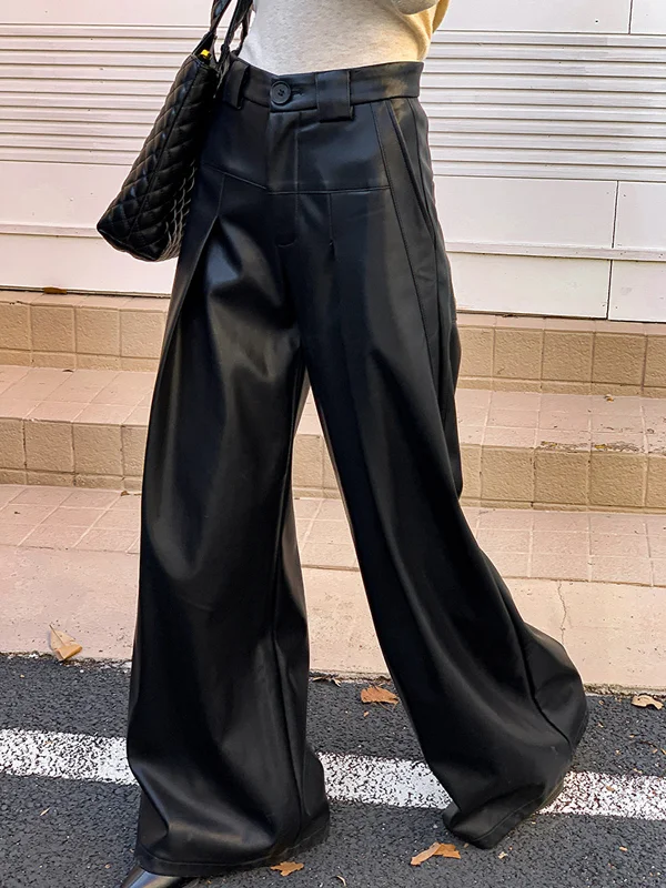 Weekend Offers That Thrill Middle Waist Faux Feather Modern Pleated Wide Leg Pants