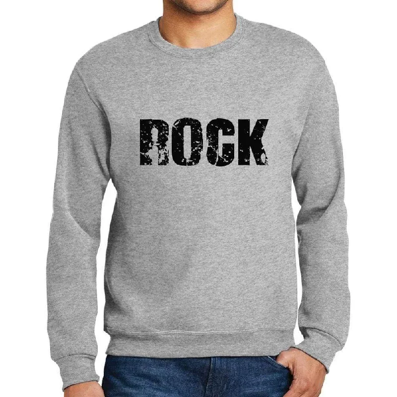 Sneak Peek Sale Men's Printed Graphic Sweatshirt Popular Words ROCK Grey Marl