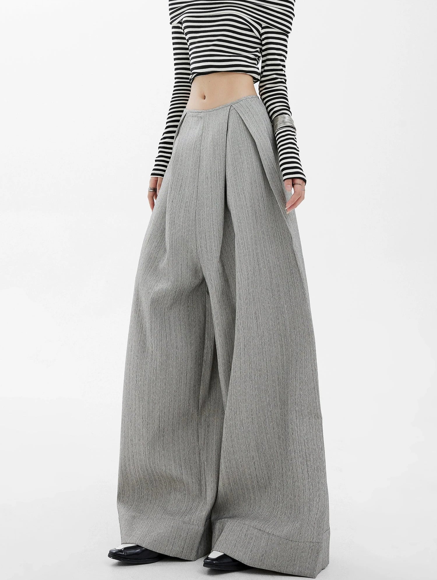 Steals and Deals Wide-Leg High Waist Panel-Pleat Palazzo Trousers