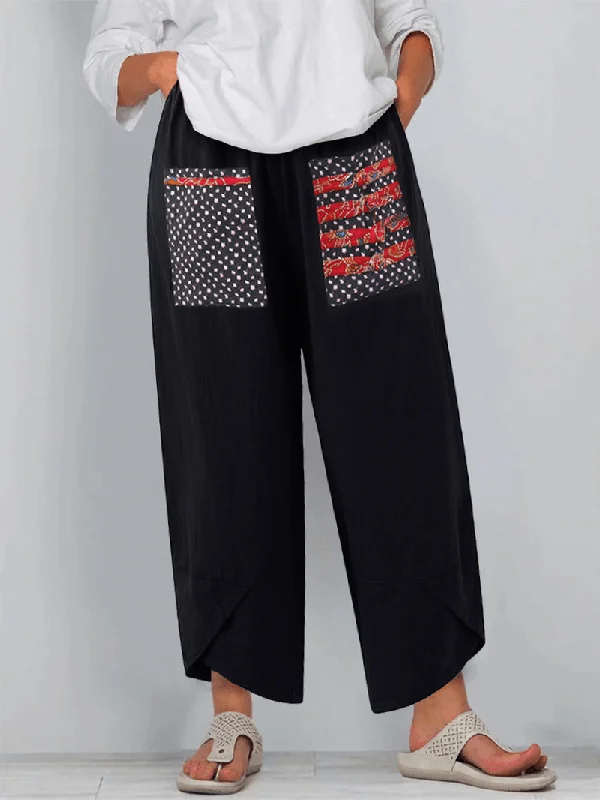 Weekend Bargains to Grab 100% Cotton Loose Plicing Ninth Ethnic Style Vintage Pants